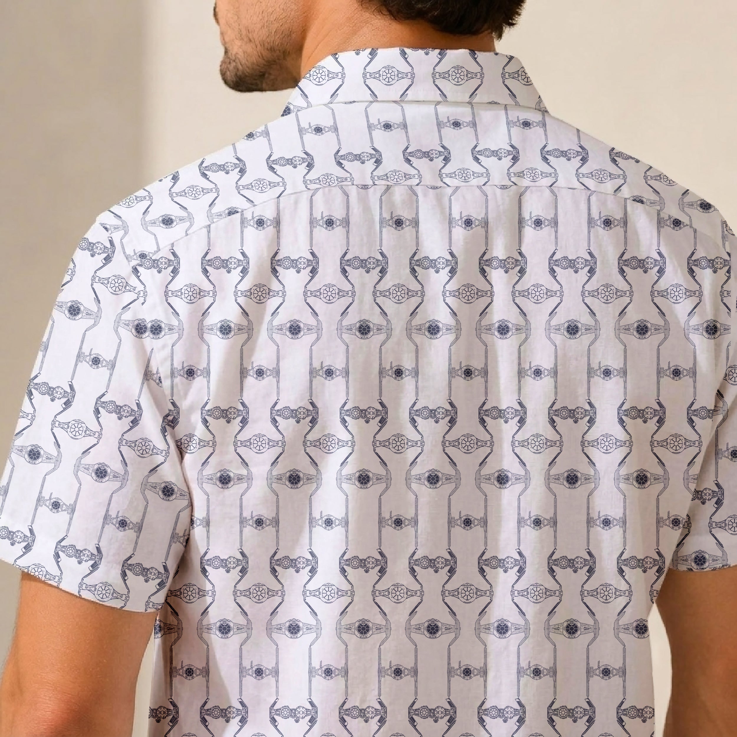 TIE Fighter Fleet Pattern Hawaiian Shirt with Pocket - Galactic Button Down Shirt