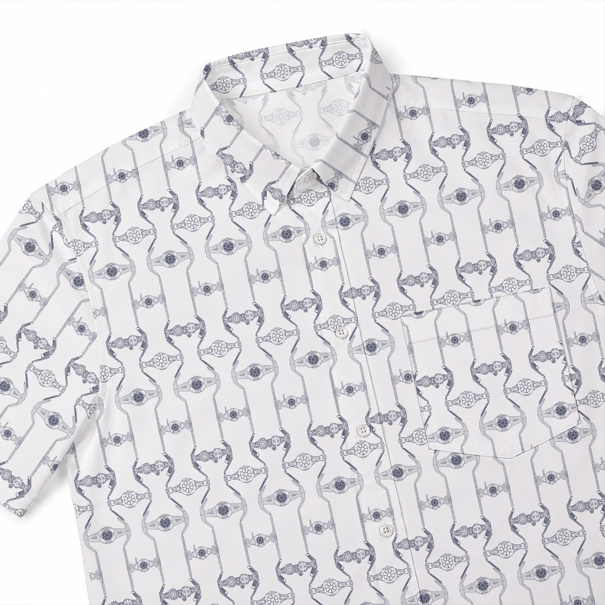 TIE Fighter Fleet Pattern Hawaiian Shirt with Pocket - Galactic Button Down Shirt