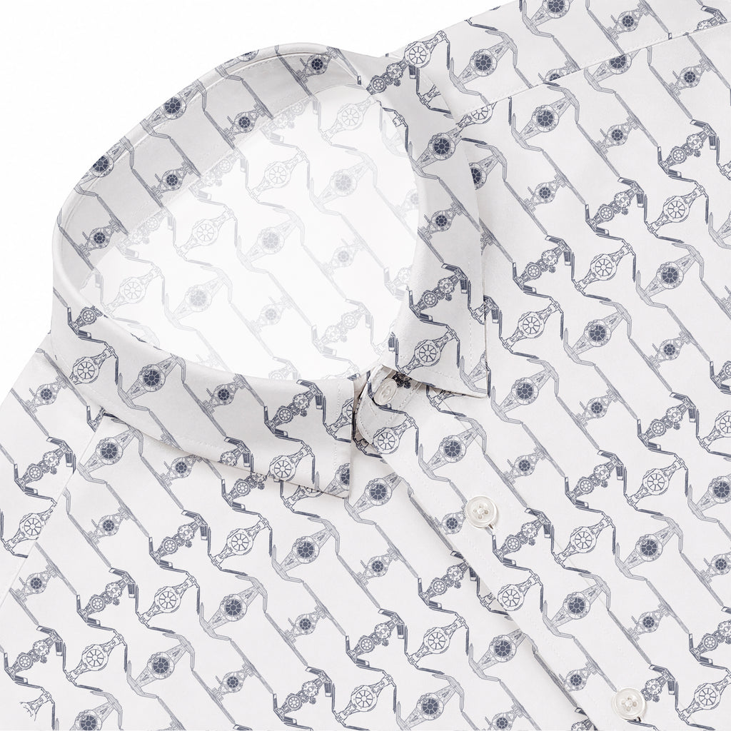 TIE Fighter Fleet Pattern Hawaiian Shirt with Pocket - Galactic Button Down Shirt