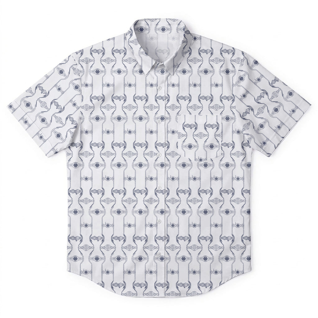TIE Fighter Fleet Pattern Hawaiian Shirt with Pocket - Galactic Button Down Shirt