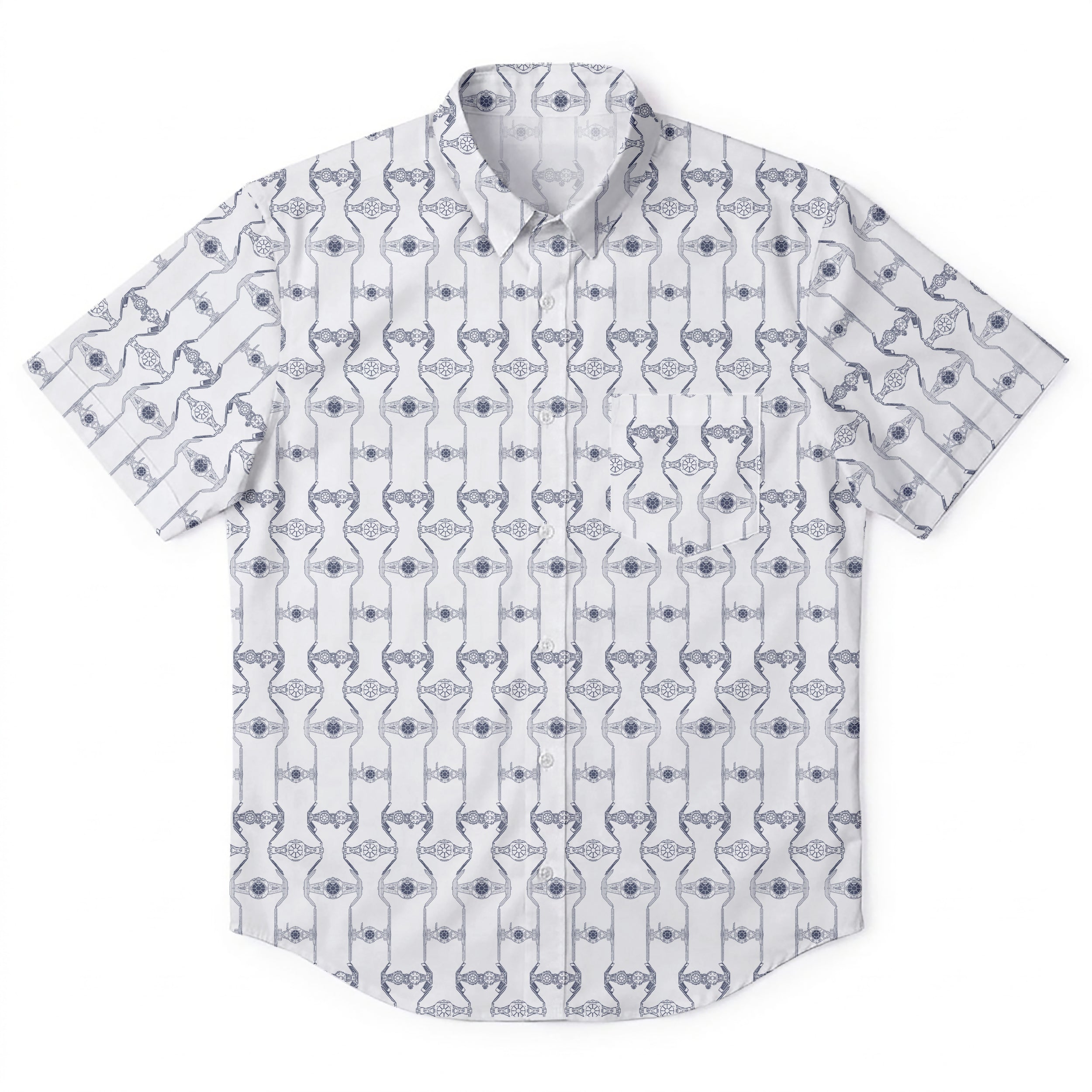 TIE Fighter Fleet Pattern Hawaiian Shirt with Pocket - Galactic Button Down Shirt