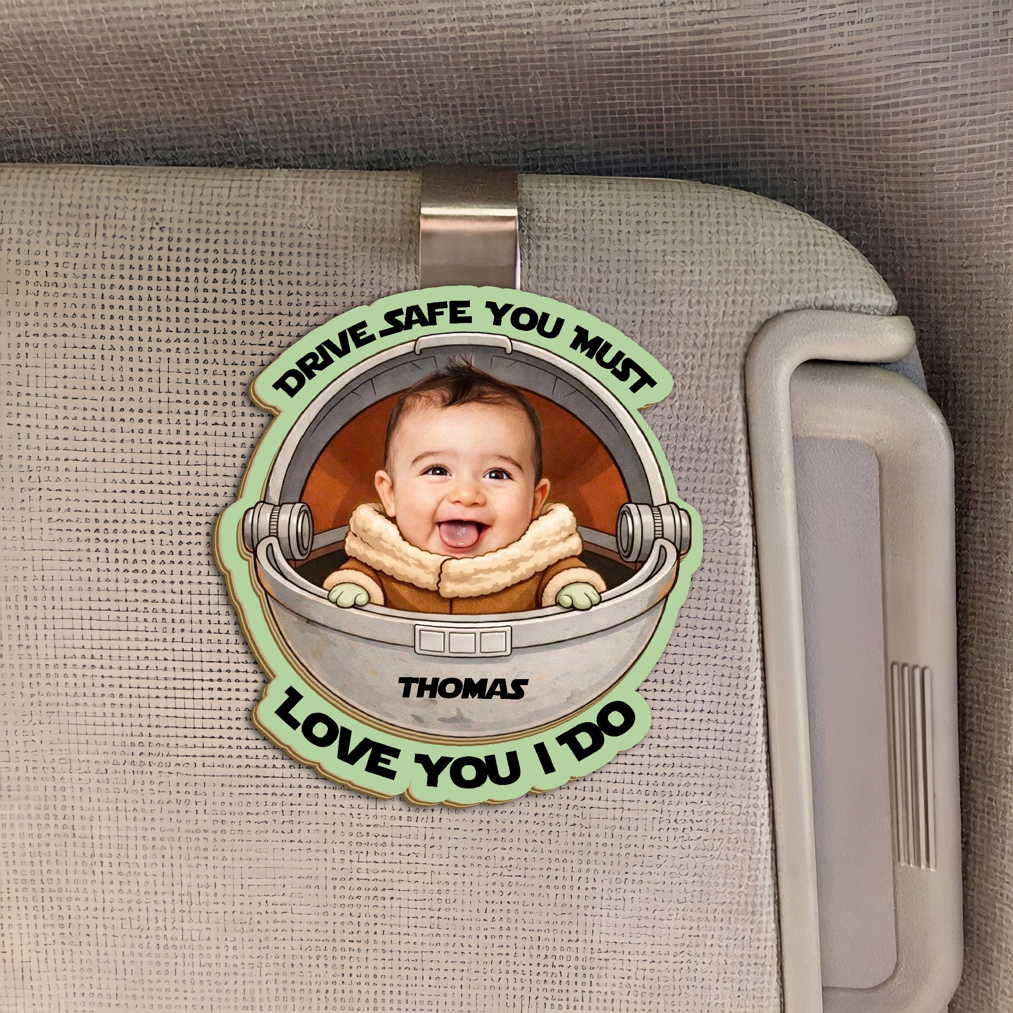 Custom Photo Grogu Drive Safe You Must Wooden Car Visor Clip - Personalized Father Day Gift 2-Layer Car Visor Clip