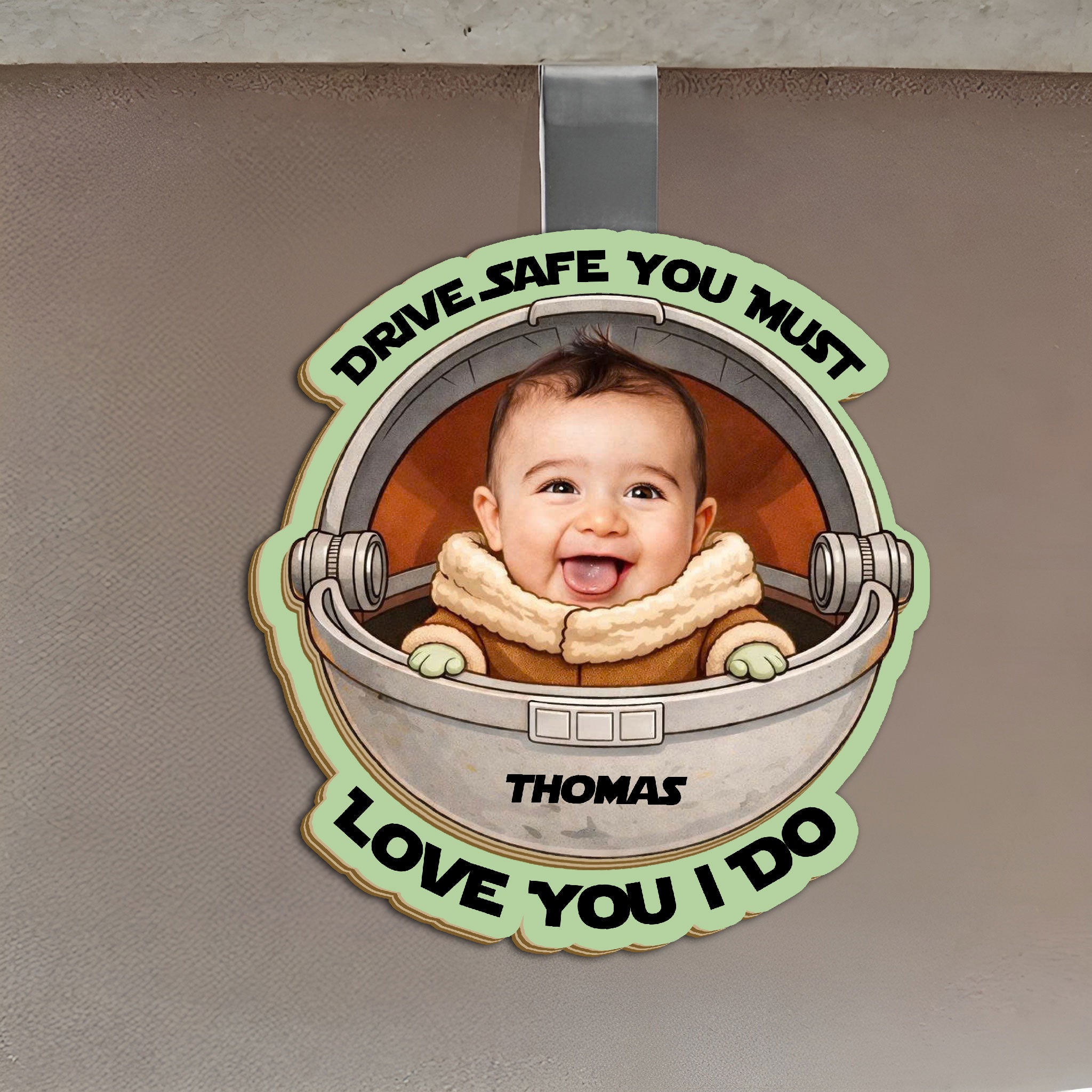 Custom Photo Grogu Drive Safe You Must Wooden Car Visor Clip - Personalized Father Day Gift 2-Layer Car Visor Clip
