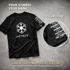 Custom Name in Aurebesh/Mando'a and Galactic Code Sleeve Printed Shirt - Personalized Shirt and Sleeve
