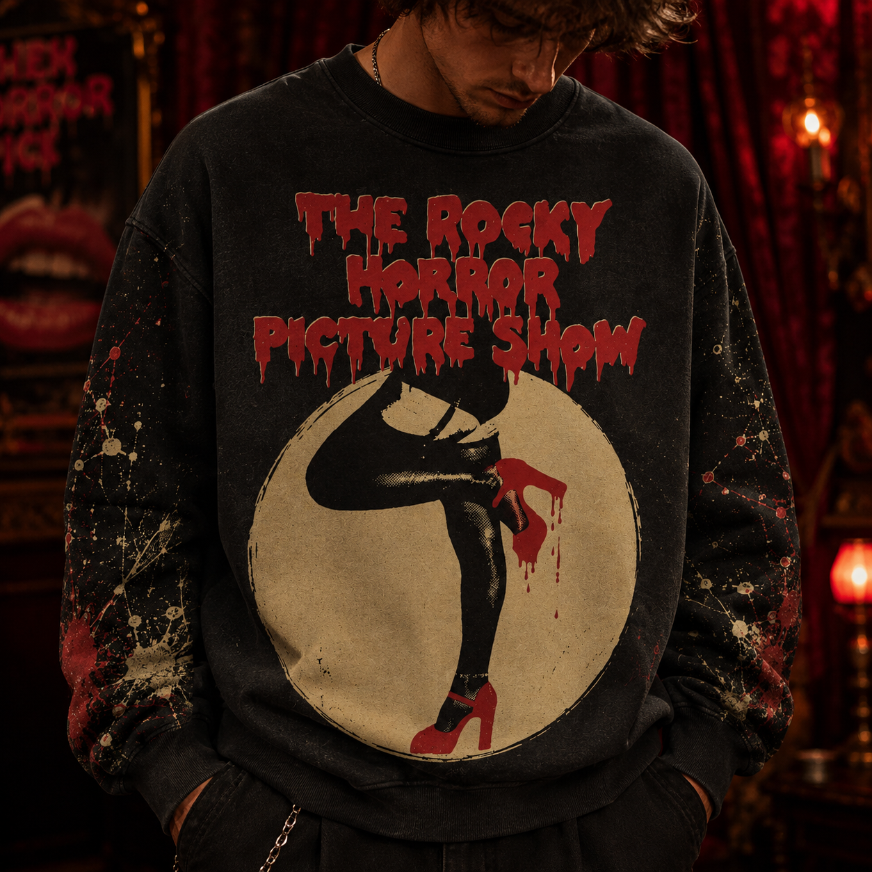 Vintage Cult Horror Movies All-Over-Print Sweatshirt - Unique Vintage Sweatshirt