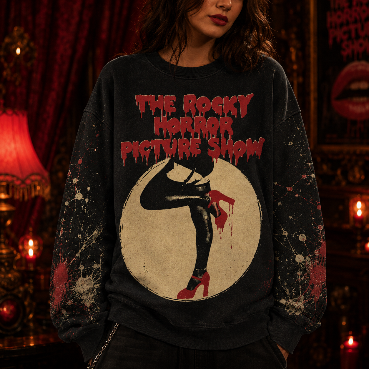 Vintage Cult Horror Movies All-Over-Print Sweatshirt - Unique Vintage Sweatshirt