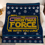 Custom Name May The Christmas Force Be With You Blanket - Personalized Christmas Sherpa Blanket for Fans