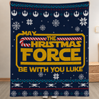 Custom Name May The Christmas Force Be With You Blanket - Personalized Christmas Sherpa Blanket for Fans
