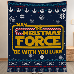 Custom Name May The Christmas Force Be With You Blanket - Personalized Christmas Sherpa Blanket for Fans