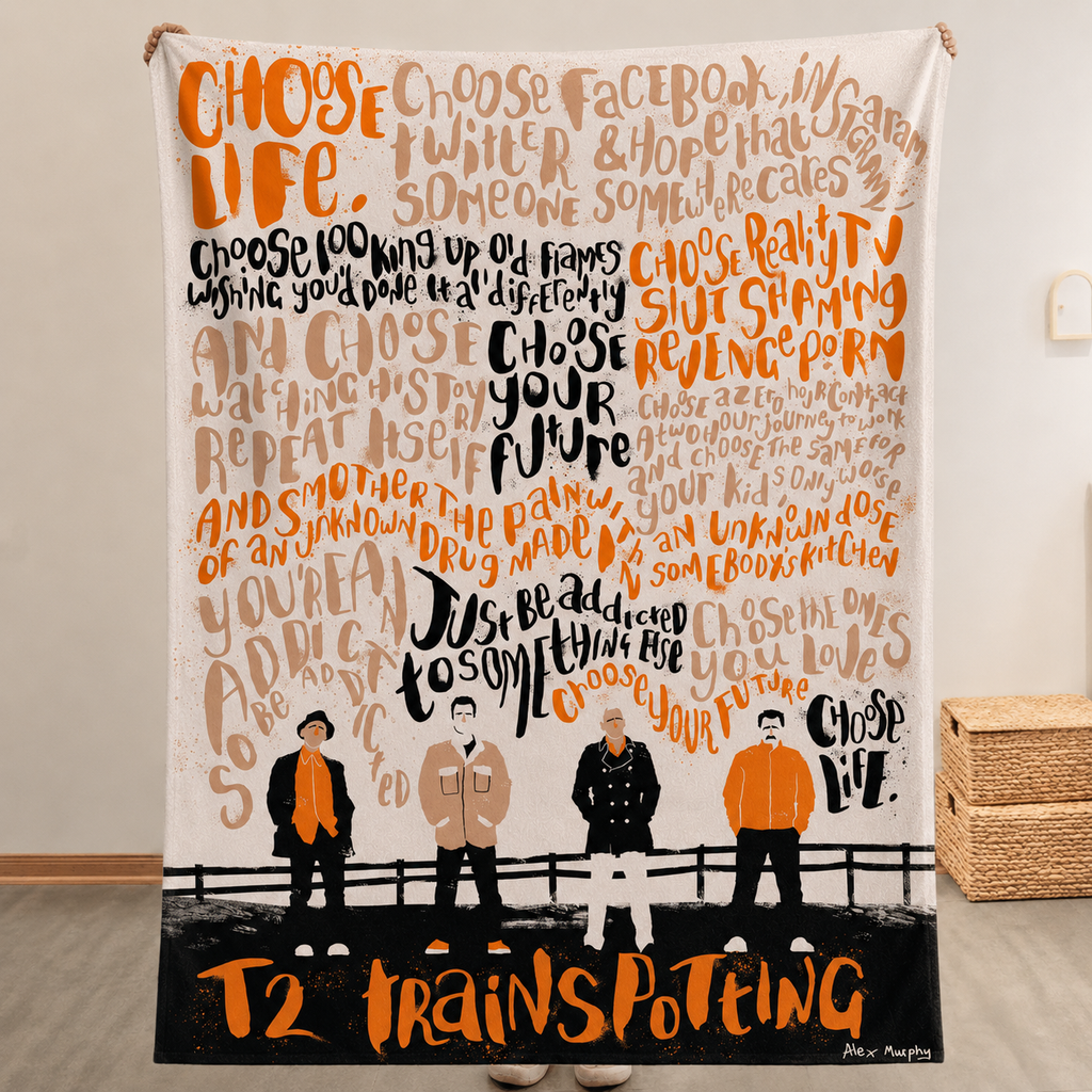 Trainspotting Christmas Blanket - Comedy Movie Sherpa Blanket Gift for Fans