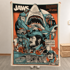Jaws Christmas Blanket - Thriller Movie Sherpa Blanket Gift for Fans