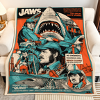 Jaws Christmas Blanket - Thriller Movie Sherpa Blanket Gift for Fans
