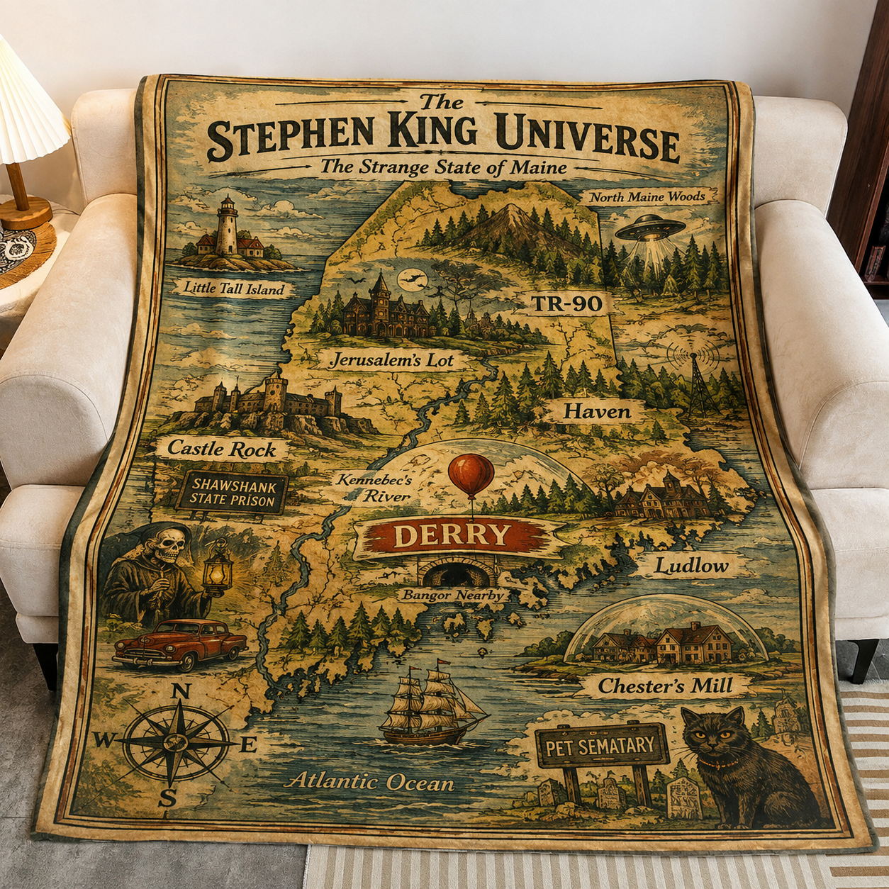 Stephen King Universe Christmas Blanket - Horror Movie Sherpa Blanket Gift for Fans