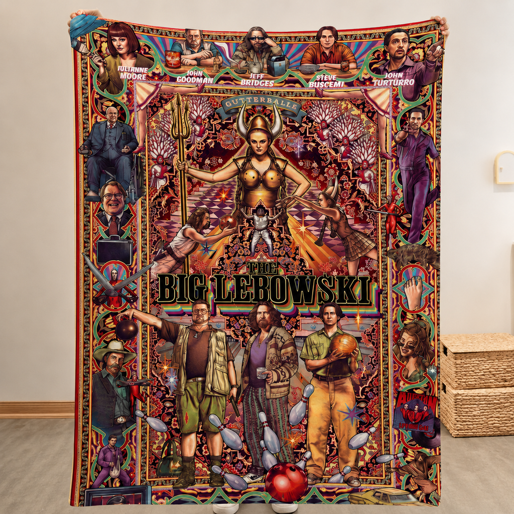 The Big Lebowski Christmas Blanket - Crime Comedy Movie Sherpa Blanket Gift for Fans