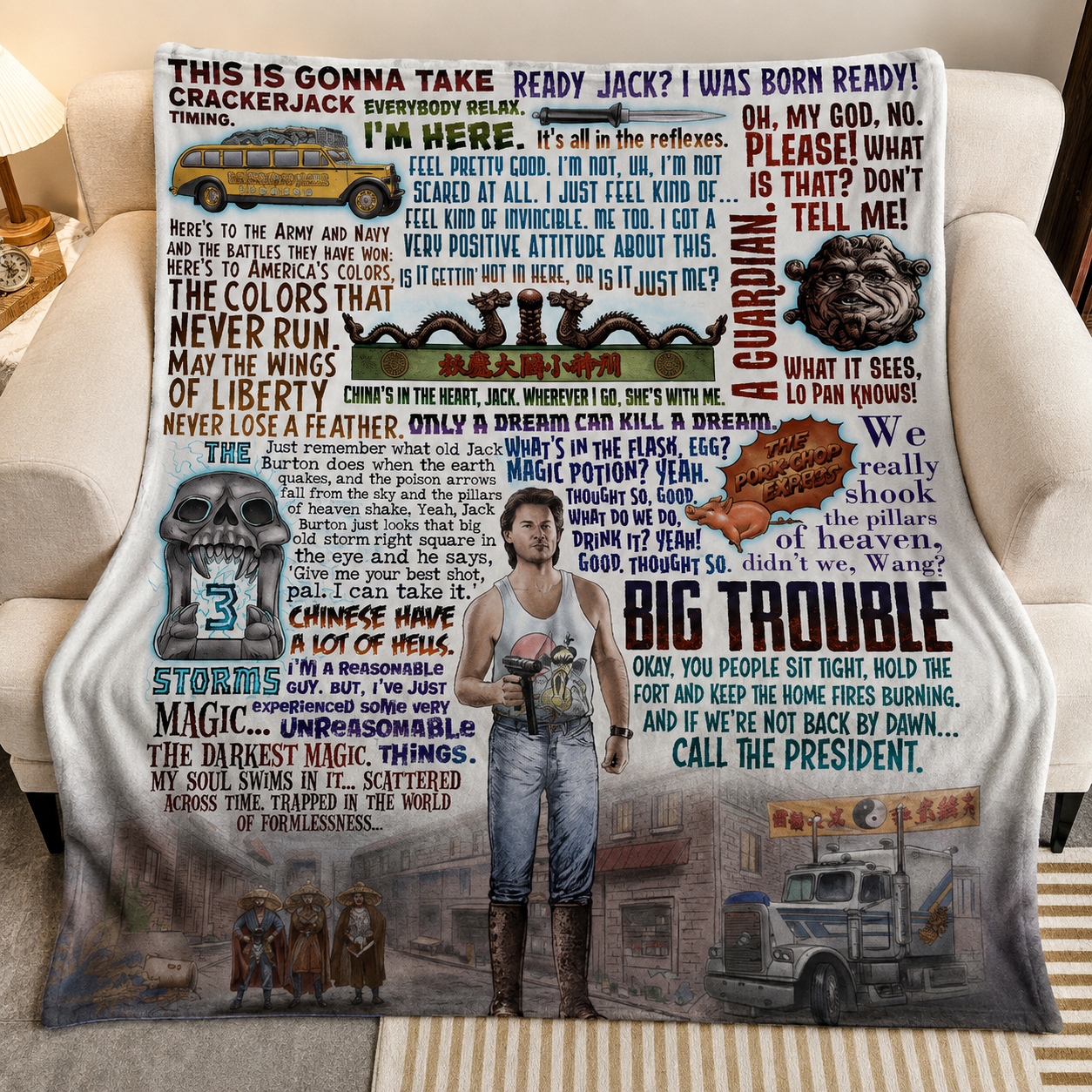 Big Trouble In Little China Christmas Blanket - Action Comedy Movie Sherpa Blanket Gift for Fans