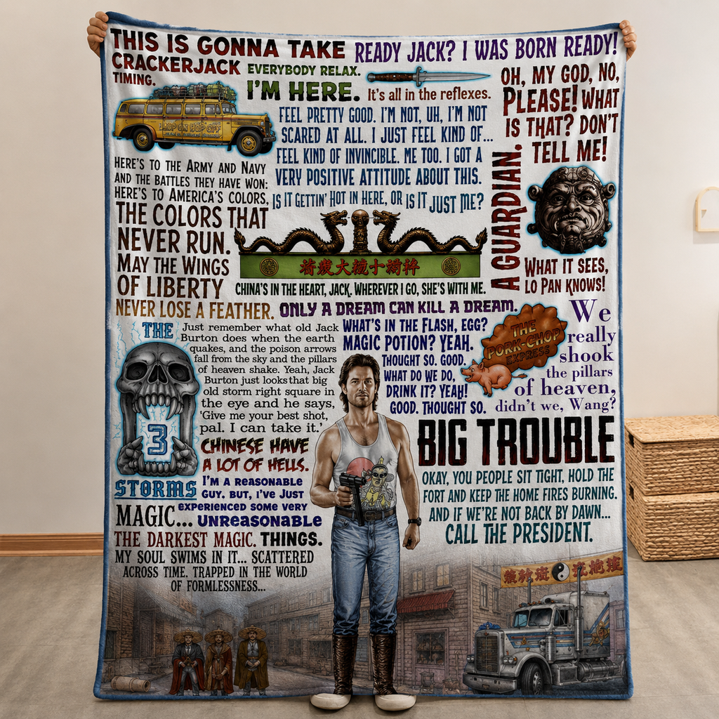 Big Trouble In Little China Christmas Blanket - Action Comedy Movie Sherpa Blanket Gift for Fans