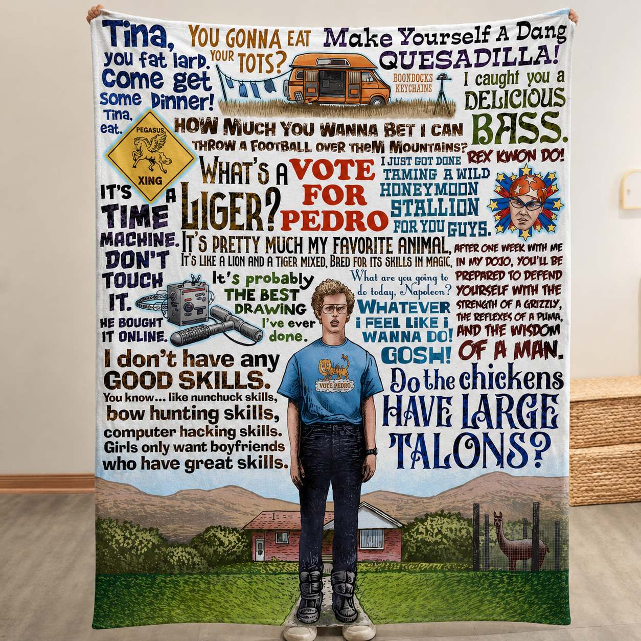 Napoleon Dynamite Christmas Blanket - Comedy Movie Sherpa Blanket Gift for Fans