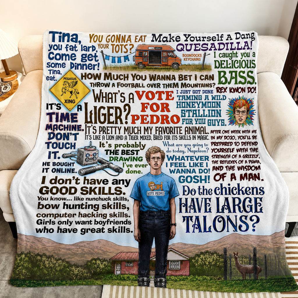 Napoleon Dynamite Christmas Blanket - Comedy Movie Sherpa Blanket Gift for Fans