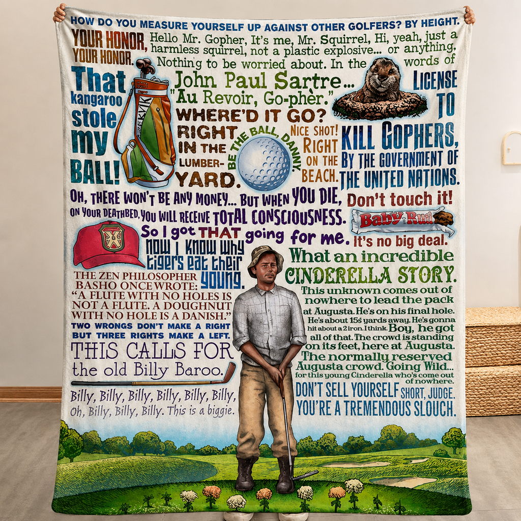 Caddyshack Cinderella Story Christmas Blanket - Comedy Movie Sherpa Blanket Gift for Fans