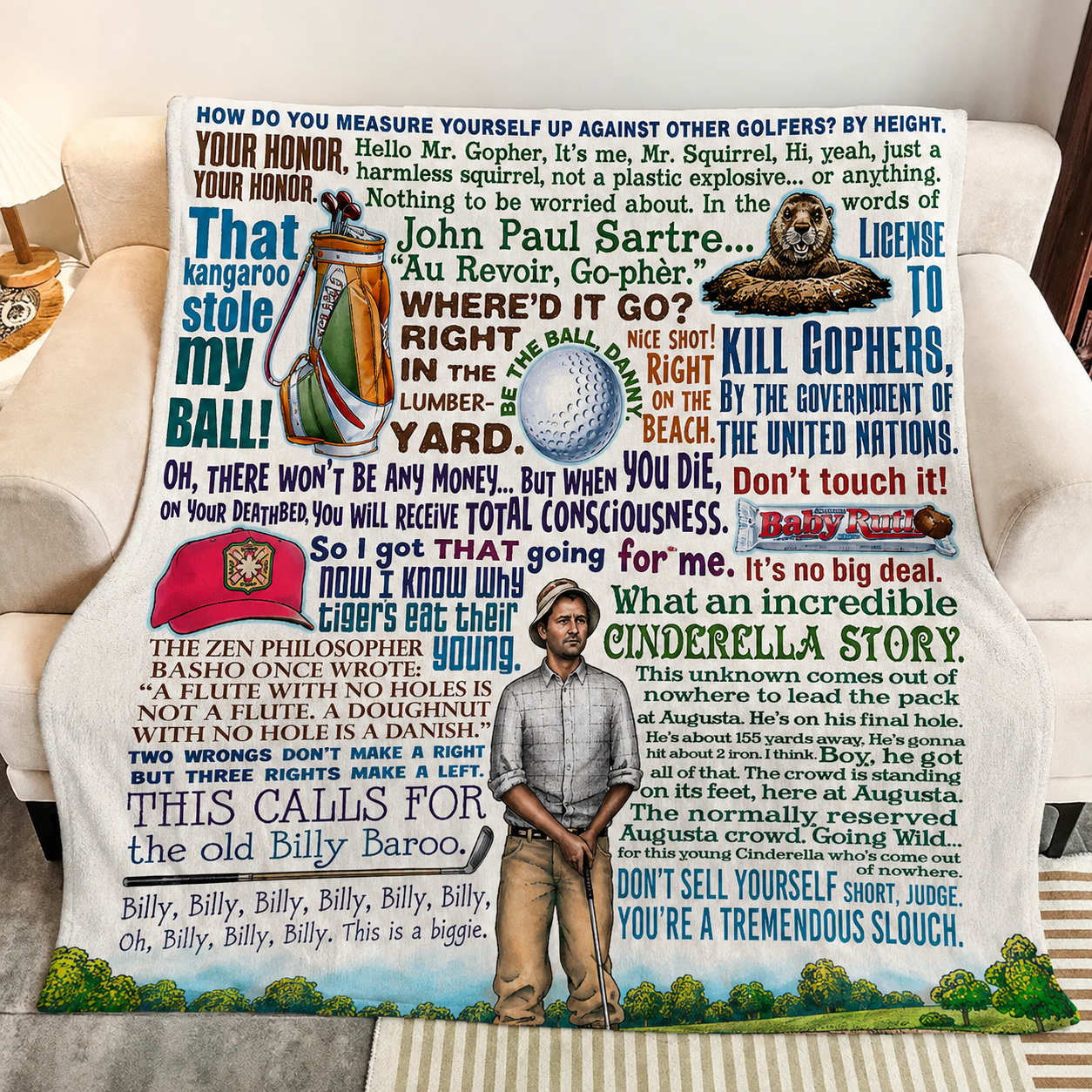 Caddyshack Cinderella Story Christmas Blanket - Comedy Movie Sherpa Blanket Gift for Fans