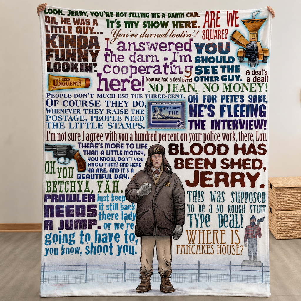 Fargo Blood Has Been Shed Jerry Christmas Blanket - Crime Movie Sherpa Blanket Gift for Fans
