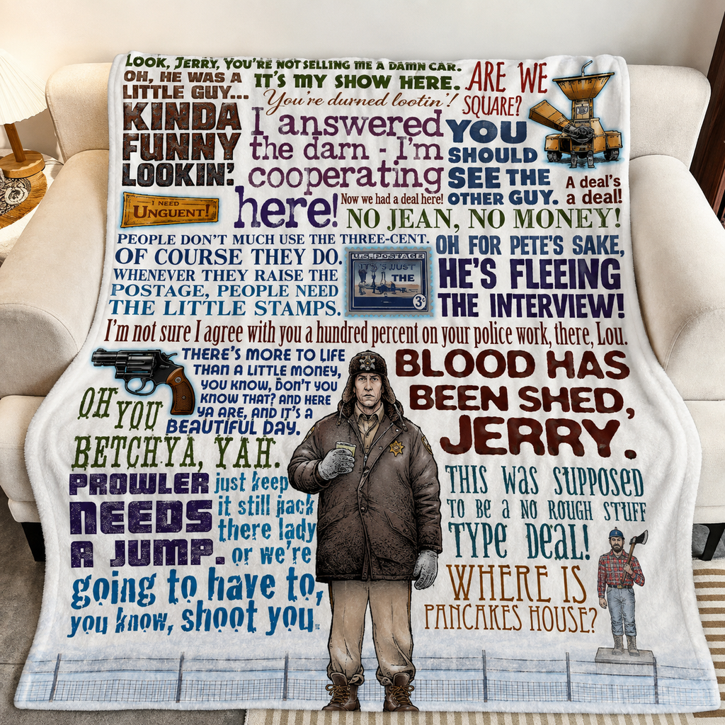 Fargo Blood Has Been Shed Jerry Christmas Blanket - Crime Movie Sherpa Blanket Gift for Fans