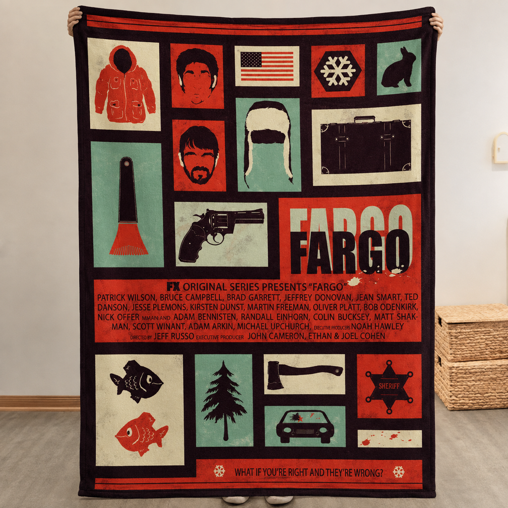 Fargo Christmas Blanket - Crime Movie Sherpa Blanket Gift for Fans