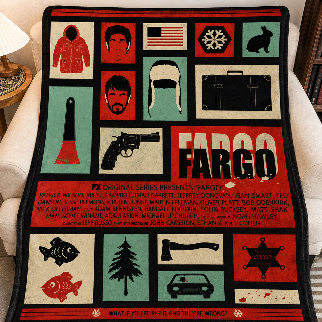 Fargo Christmas Blanket - Crime Movie Sherpa Blanket Gift for Fans