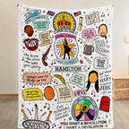 Hamilton Doodle Christmas Blanket - Musical Movie Sherpa Blanket Gift for Fans
