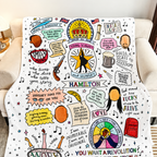 Hamilton Doodle Christmas Blanket - Musical Movie Sherpa Blanket Gift for Fans