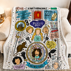 Princess Bride Doodle Christmas Blanket - Romantic Comedy Movie Sherpa Blanket Gift for Fans