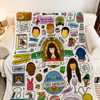 New Girl Doodle Christmas Blanket - Sitcom Series Sherpa Blanket Gift for Fans