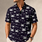 TIE Fighter Spaceships Pattern Hawaiian Shirt with Pocket - Galactic Button Down Shirt