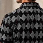 TIE Fighter Argyle Pattern Hawaiian Shirt with Pocket - Galactic Button Down Shirt
