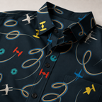 Galaxy Spaceships Pattern Hawaiian Shirt with Pocket - Galactic Button Down Shirt