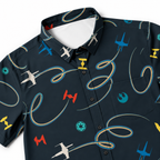 Galaxy Spaceships Pattern Hawaiian Shirt with Pocket - Galactic Button Down Shirt
