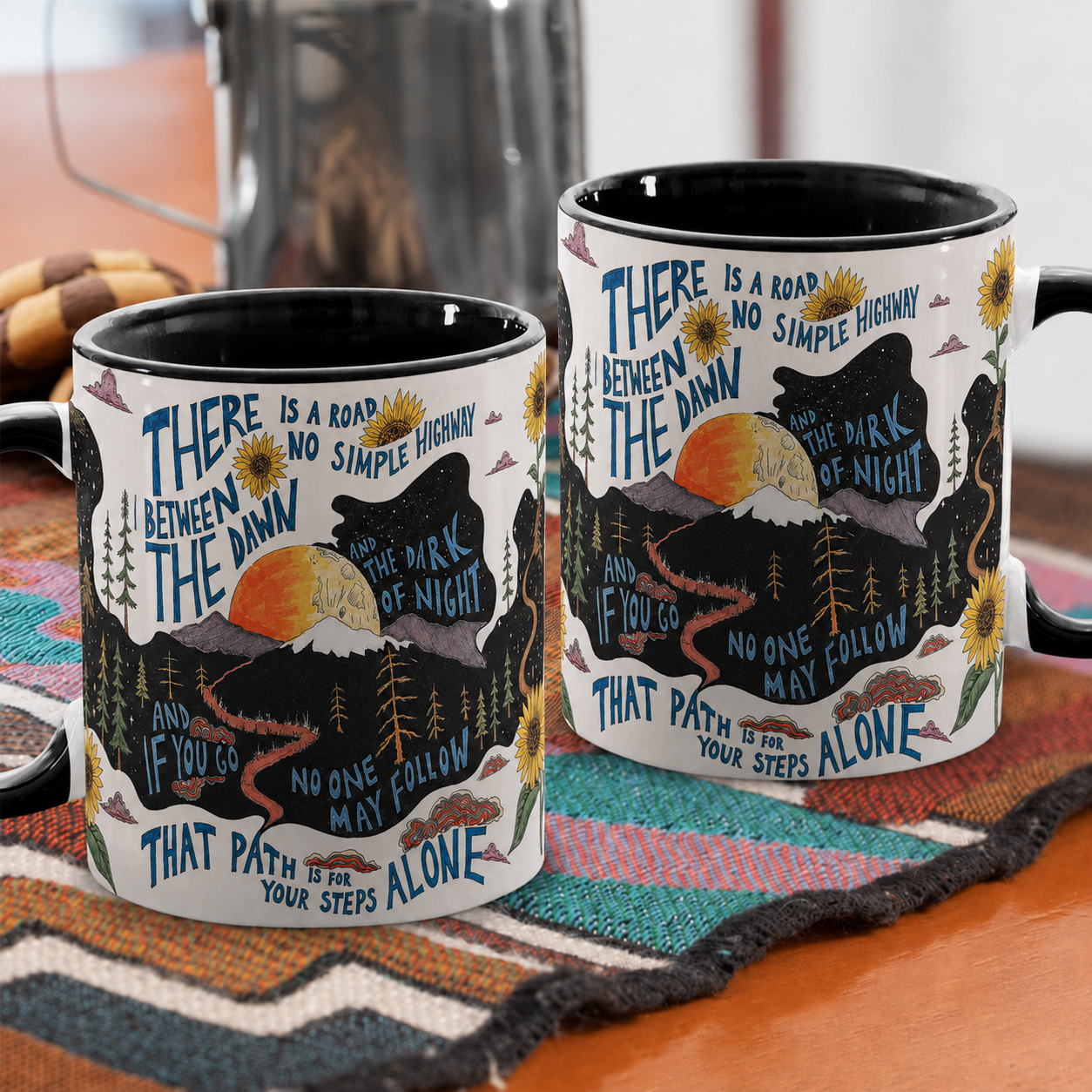 Ripple Lyrics Art Accent Mug - Song Typography Edge-to-Edge Printed Two-Tone Mug