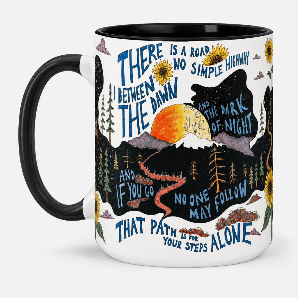 Ripple Lyrics Art Accent Mug - Song Typography Edge-to-Edge Printed Two-Tone Mug