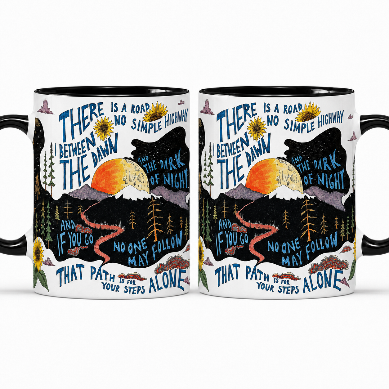 Ripple Lyrics Art Accent Mug - Song Typography Edge-to-Edge Printed Two-Tone Mug