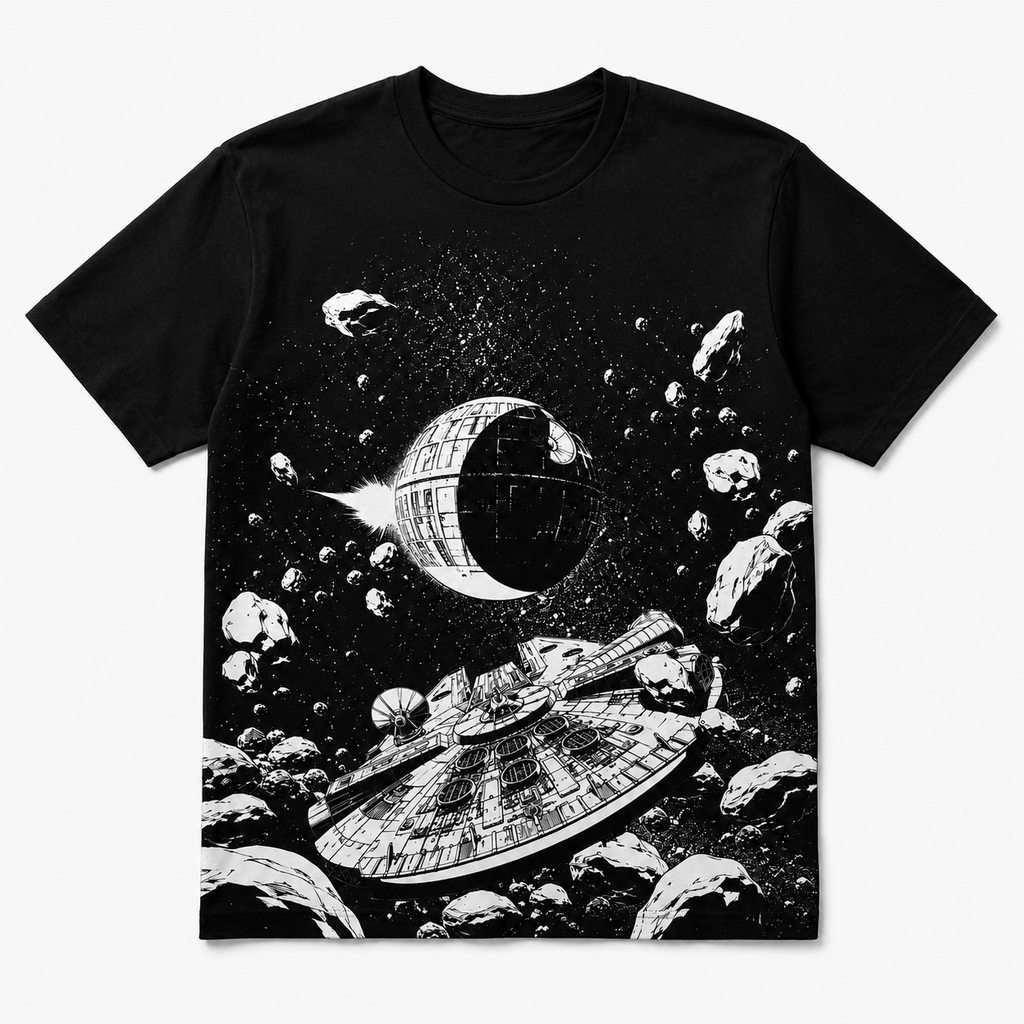 Millennium Falcon Death Star Shirt - Edge Printed Unisex T-shirt