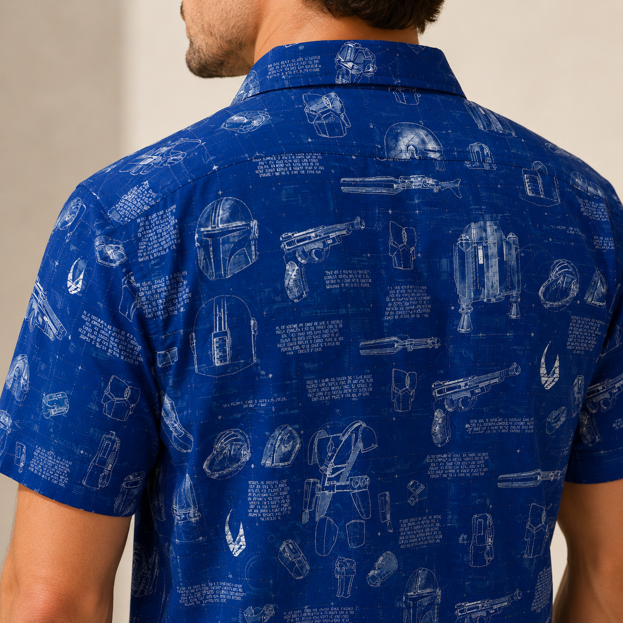 Mandalorian Equipment Blueprint Hawaiian Shirt with Pocket - Star Wars Schematic Button Down Shirt