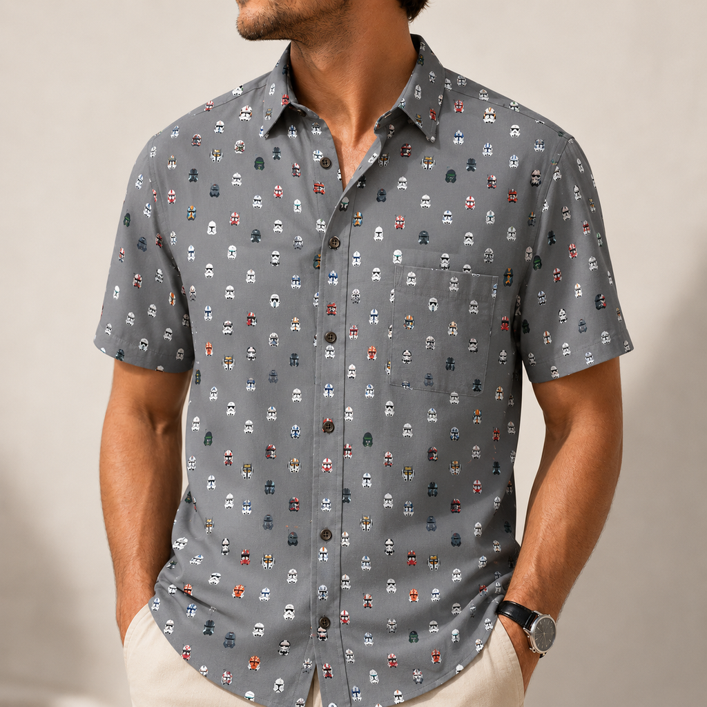 Troopers Helmets Hawaiian Shirt with Pocket - Star Wars Button Down Shirt