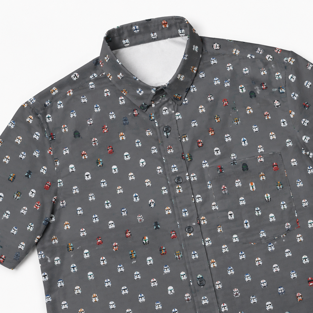 Troopers Helmets Hawaiian Shirt with Pocket - Star Wars Button Down Shirt