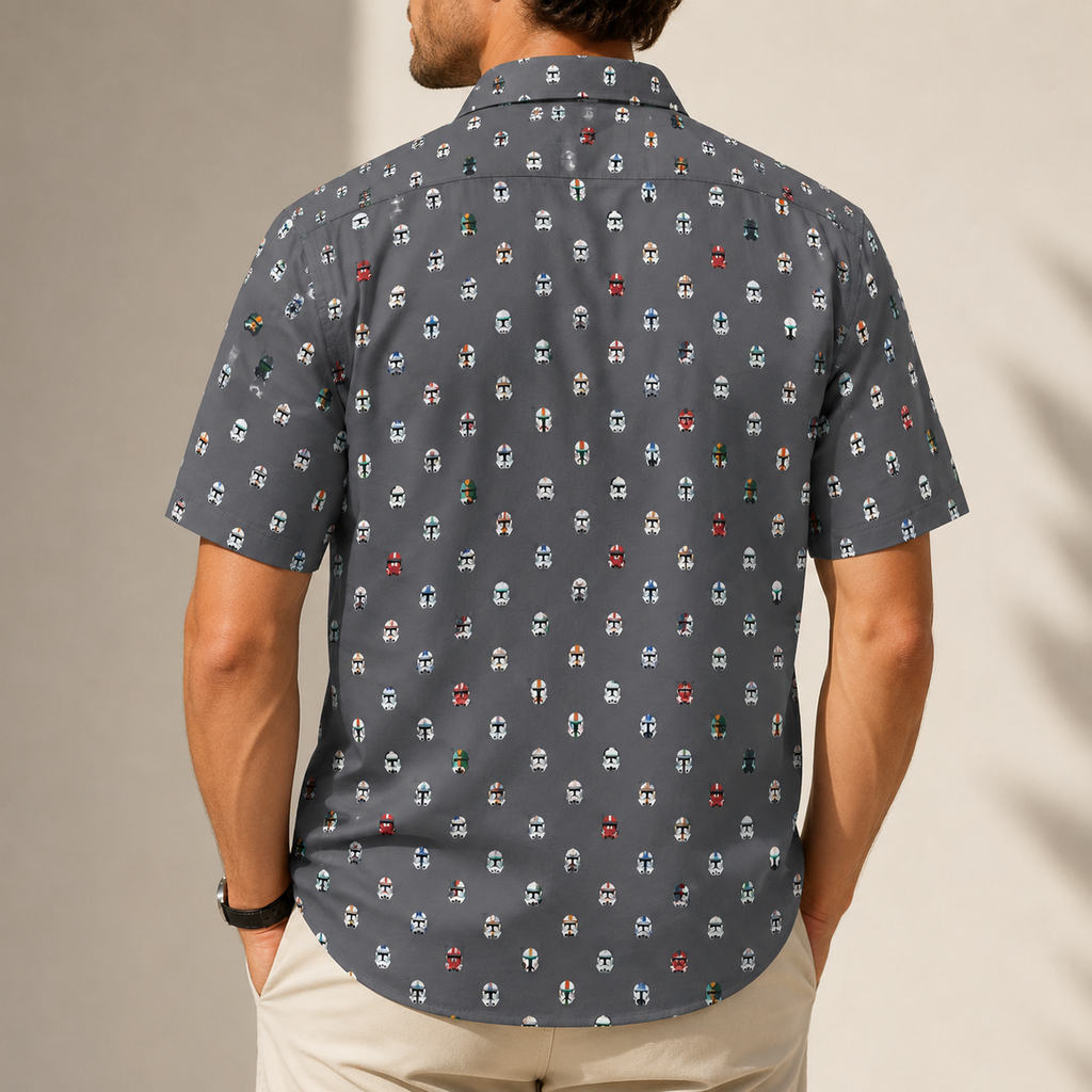 Troopers Helmets Hawaiian Shirt with Pocket - Star Wars Button Down Shirt