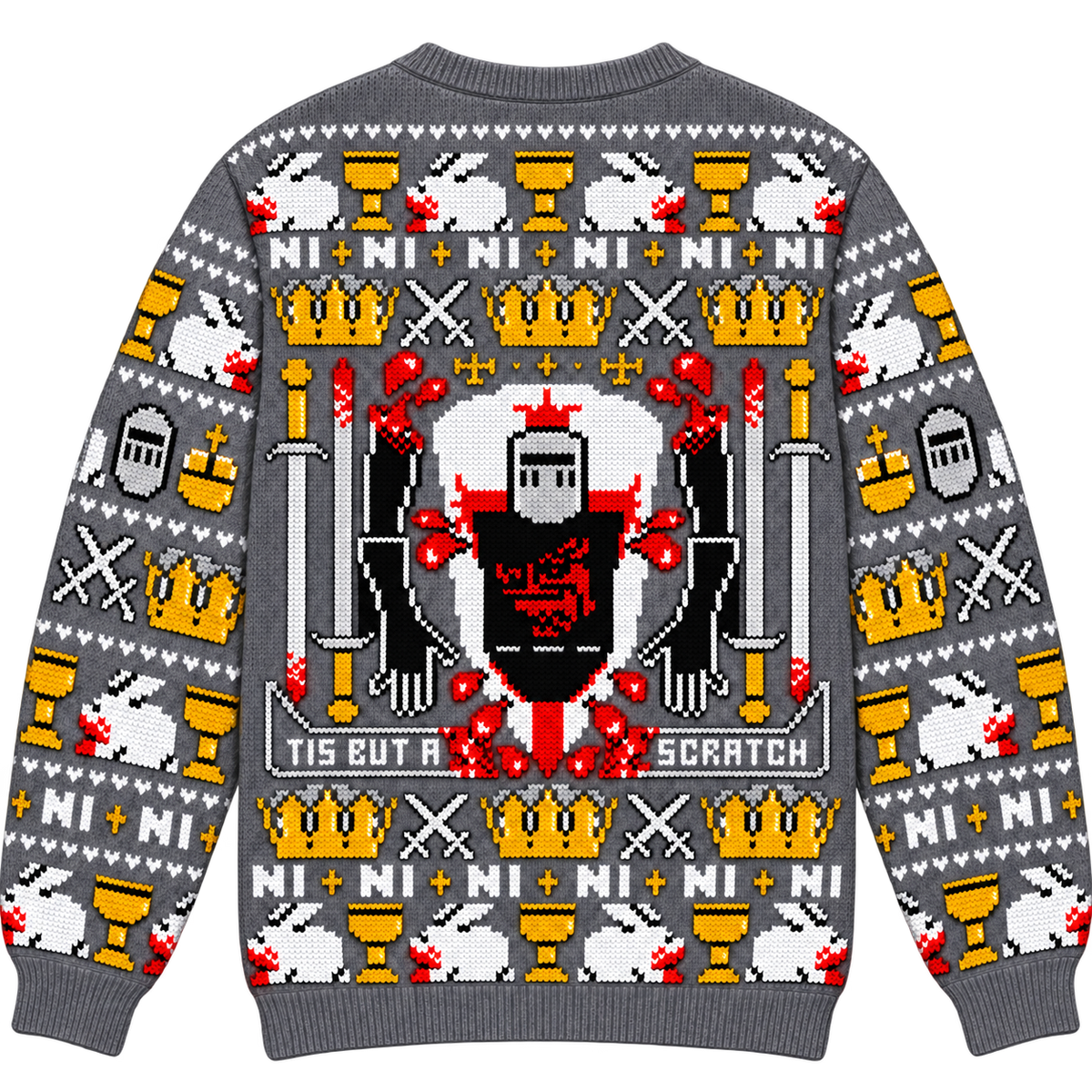 Tis But A Scratch Black Knight Ugly Christmas Sweater - Monty Python Vintage Gift For Fans