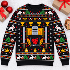 Black Knight Sword & Shield Ugly Christmas Sweater - Monty Python Vintage Gift For Fans
