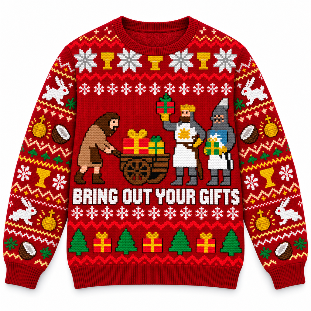 Bring Out Your Gifts Ugly Christmas Sweater - Monty Python Vintage Gift For Fans