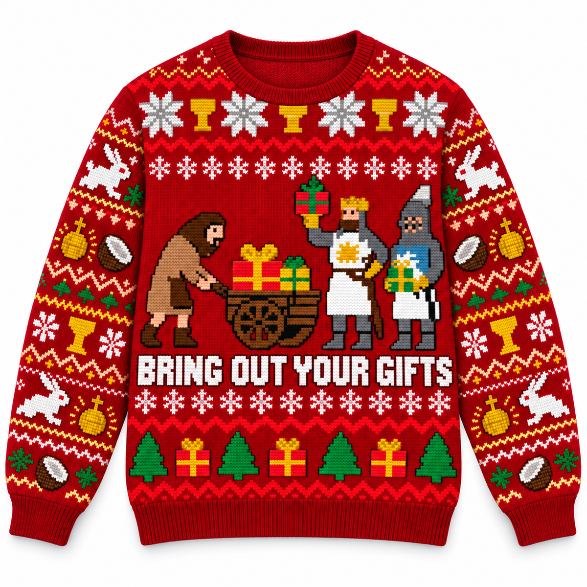 Bring Out Your Gifts Ugly Christmas Sweater - Monty Python Vintage Gift For Fans