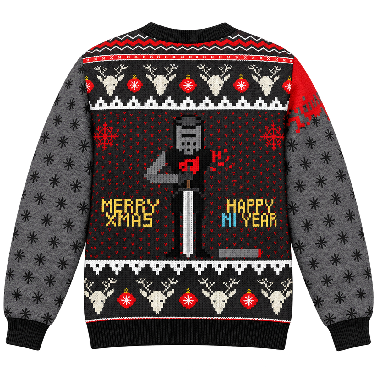Merry Xmas & Happy Ni Year Black Knight Ugly Christmas Sweater - Monty Python Vintage Gift For Fans