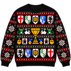 Holy Grail Shields & Chalice Ugly Christmas Sweater - Monty Python Vintage Gift For Fans